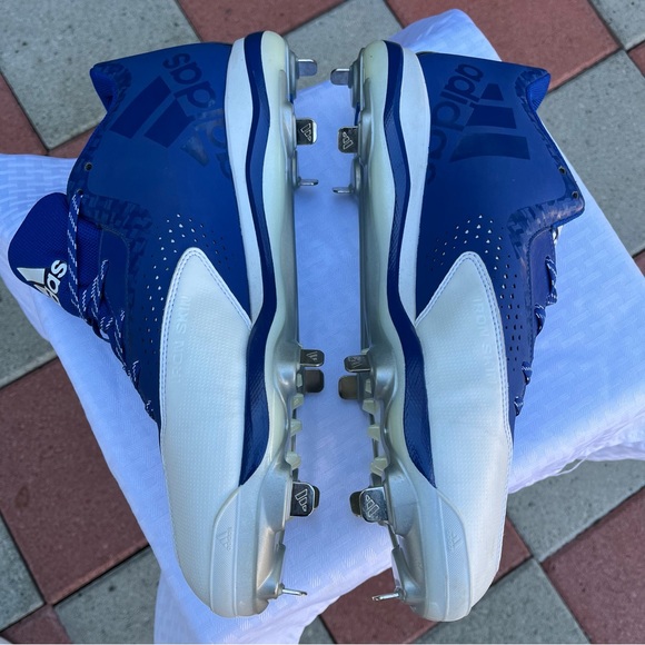 Adidas NWOB Power Alley 4 Size 14 US Metal Cleats Blue/White Baseball Shoes - Picture 8 of 12